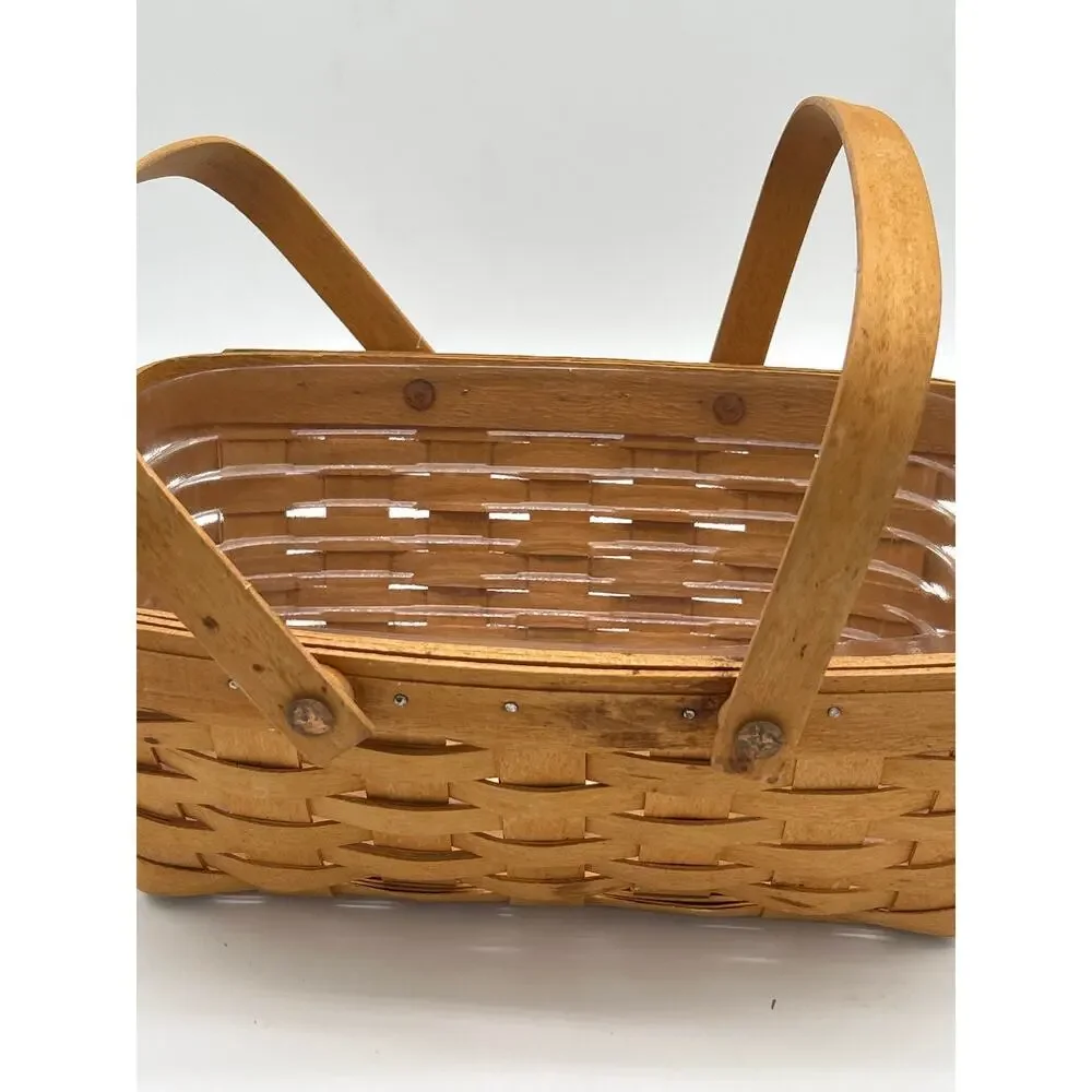 Vintage Longaberger Basket 1996 Handwoven Dresden Ohio Double Swing Handles